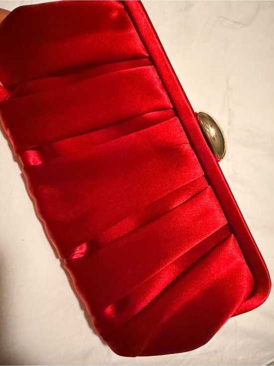 AKIRA Handbags - Red Satin Pleated Evening Clutch